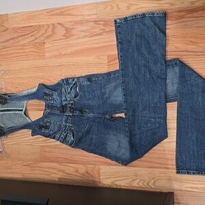 Seductions Blue Denim Modern Overalls, Size 0